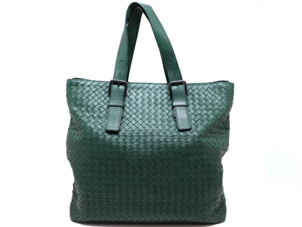 BOTTEGA VENETA Tote Bag Intrecciato Green Calfskin